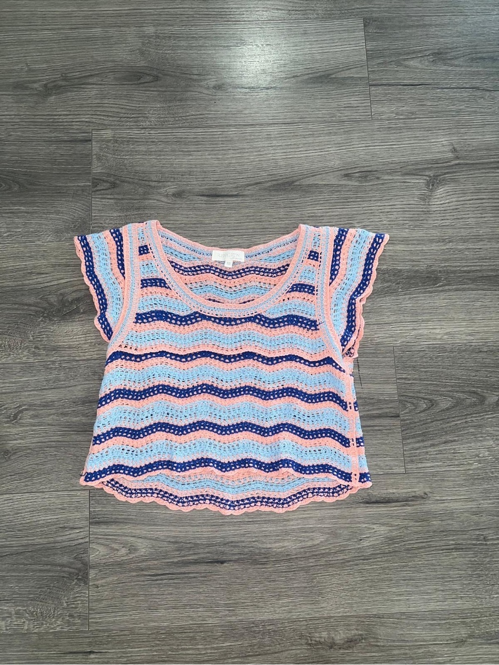 Striped Crochet Crop Top in Pink and Blue